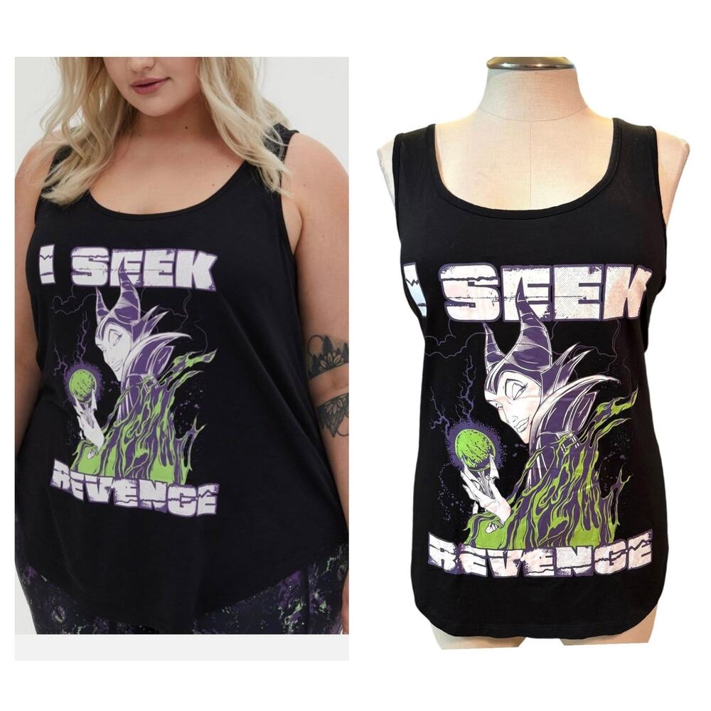 Torrid 3 (3X 22/24) Disney Villains Maleficent Active Graphic Punk‎ Tank Top New